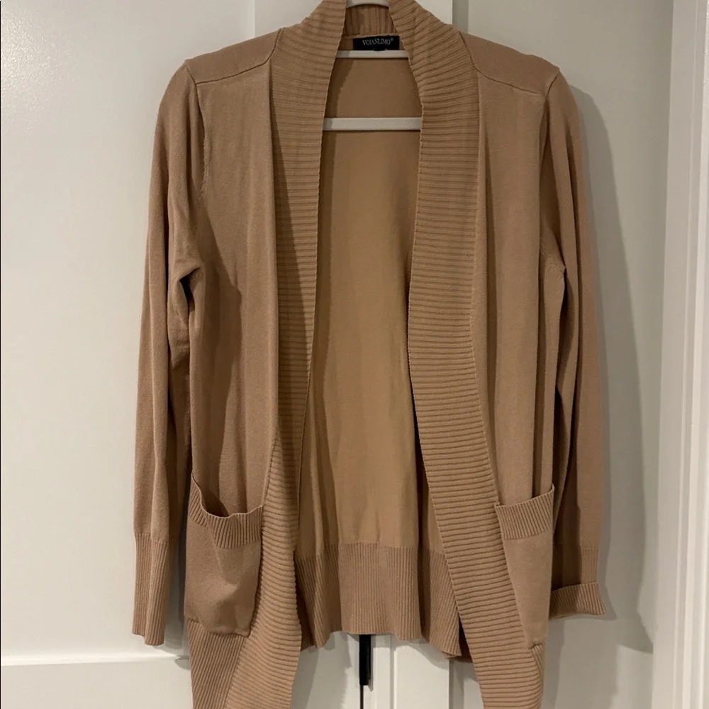 Voianlimo Women's Charcoal Black and Tan Cardigan Sweaters Set Of 2 Size Small - Picture 5 of 10